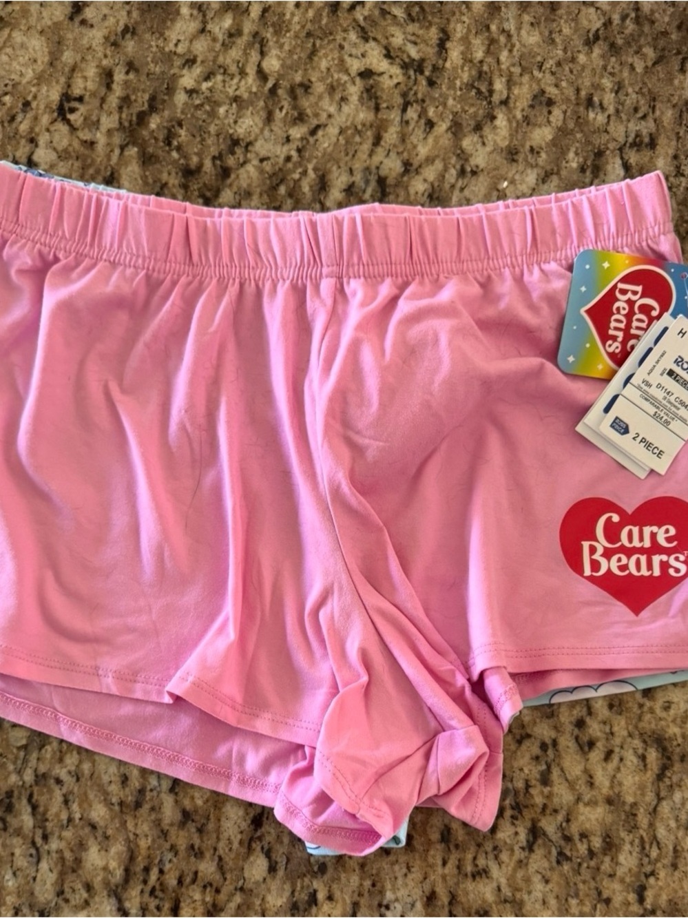 Care Bears Pink Girls' Lounge Shorts with Heart Logo